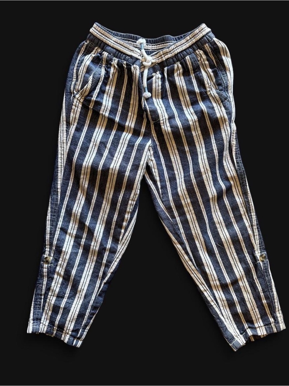 H&M Navy & White Striped Drawstring Kids Pants
